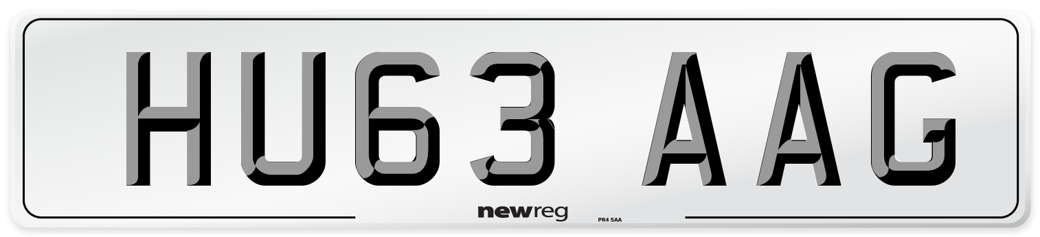 HU63 AAG Number Plate from New Reg